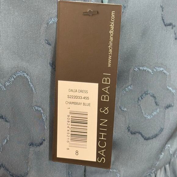 Sachin & Babi Chambray Blue Dalia Floral Dress Size 8 - Picture 15 of 16